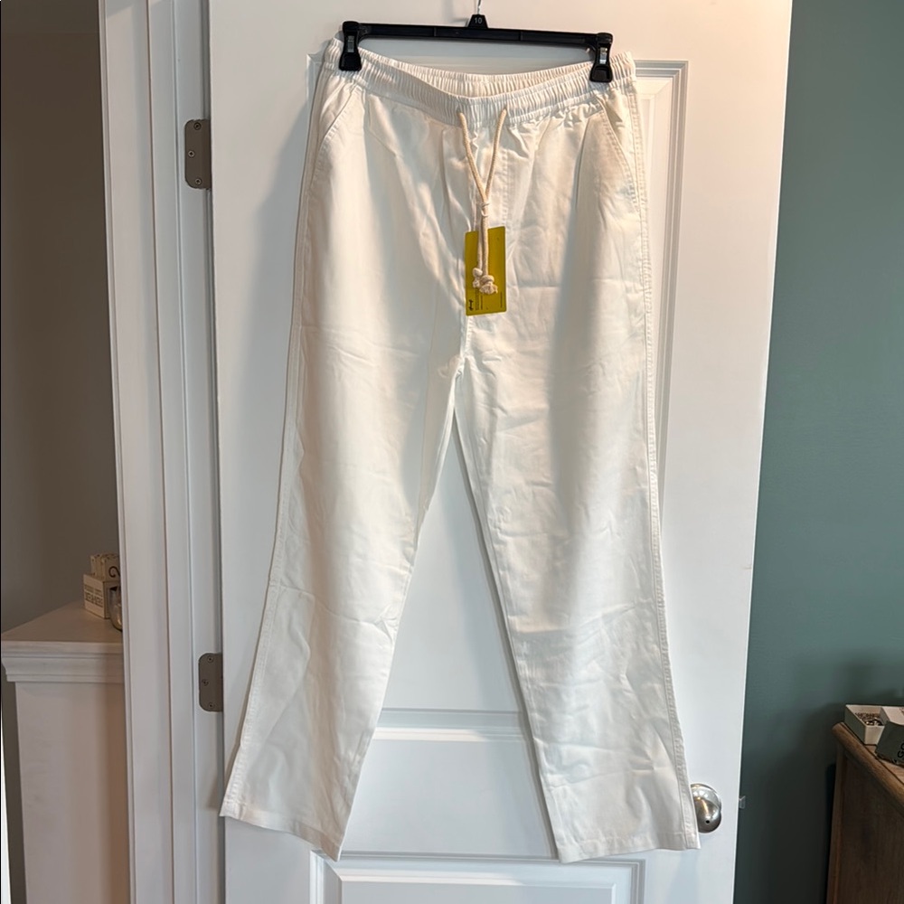 Men's White Drawstring Casual Pants